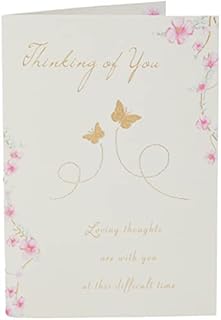 BEAUTIFUL GLITTER COATED FLOWERS THINKING OF YOU SYMPATHY GREETING CARD