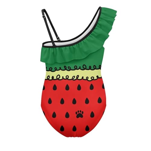 Image of Girls One Piece Bathing Suit,Slim-Fit Ruffle Strap Swimsuit with Adjustable Strap Quick Dry Summer Beach Swim Suit