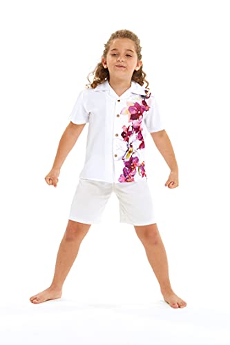 Image of Hawaii Hangover Family Matching Hawaiian Clothes, Watercolor Orchid White | Family matching Hawaiian outfits, Watercolor Orchid White, quick dry stretch fabric, machine washable, tropical floral print