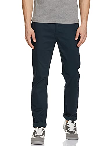 Image of Marks & Spencer Mens Solid Mid Rise Slim Fit Chinos