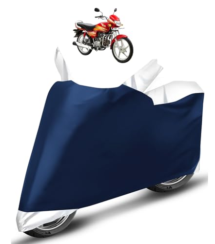 Image of Auto Hub Bike Cover Compatible with HF Deluxe with Mirror Pocket, Dustproof, Heat Resistant, Triple Stitched, HF Deluxe Bike Cover- Black, Silver