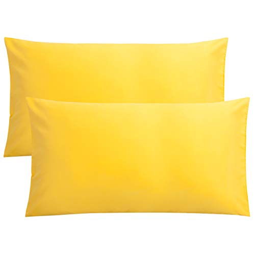 FLXXIE 2 Pack Microfiber King Pillow Cases, 1800 Super Soft Pillowcases with Envelope Closure, Wrinkle, Fade and Stain Resistant Pillow Covers, 20x36, Yellow
