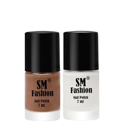 Image of Long Lasting Nail Polish | Nail Paint Combo 7 ml Each) - Set of 2 Tan-White