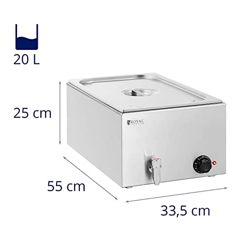 Royal Catering RCBM_GN1/1_3 Bain Marie 640 W GN 1/1 Lochpfanne Ablasshahn Wasserbad Speisenwärmer – Bild 7