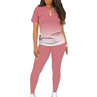 Mrskoala Conjunto De Duas Peças Feminino, Agasalho Verão, Moletom E Calça Combinando, Roupa Dormir, Degradê Rosa Gg