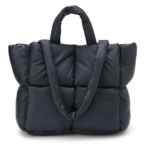 Grand sac à main matelassé en coton rembourré premium avec poignée supérieure