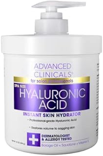 Advanced Clinicals Hyaluronic Acid Cream Moisturizer Skin Care Lotion For Face, Body, & Hands. Instant Hydration Anti Aging Skin Firming Lotion For Crepey Skin, Wrinkles, & Dry Skin, Large 16 Ounce