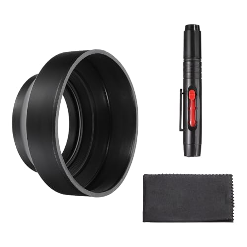 Parasol de goma de 72mm universal protector solar para lentes con kit limpiador