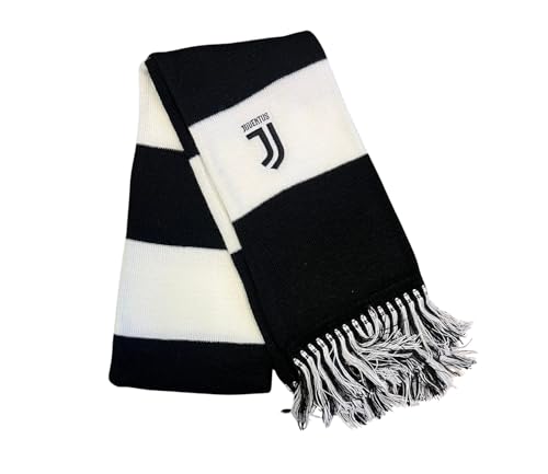 Logo ufficiale Juventus JJ JUVENTUS Sciarpa Tubolare Ufficiale Bianco Nero in Acrilico 100% con Logo JJ e Frange – Unisex