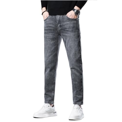 Nine Point Jeans, Men's Elastic Leggings, Slim Fit Pants(31) Gray