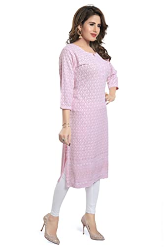 Image of DREAM & DZIRE Chikankari Kurti for Women of Cotton in Plus Size & Small Size.