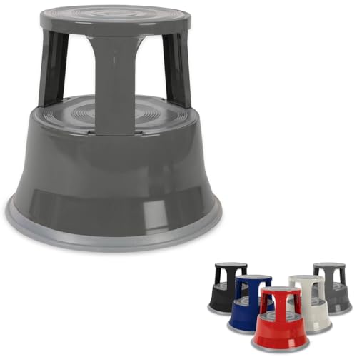 KARAT Tabouret à Deux étages - Marchepied Roulant - Marchepieds escamotables avec Plateforme en Caoutchouc antidérapante - Tabouret à Deux hauteurs...