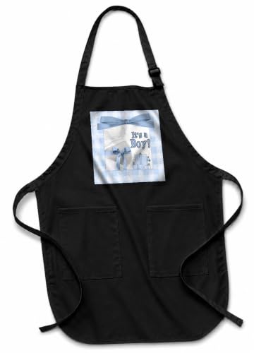 3dRose apr_40754_4 Its a Boy Blue Maternity Full Length Apron with Pouch Pockets, 22 by 30-Inch, Black, with Pockets