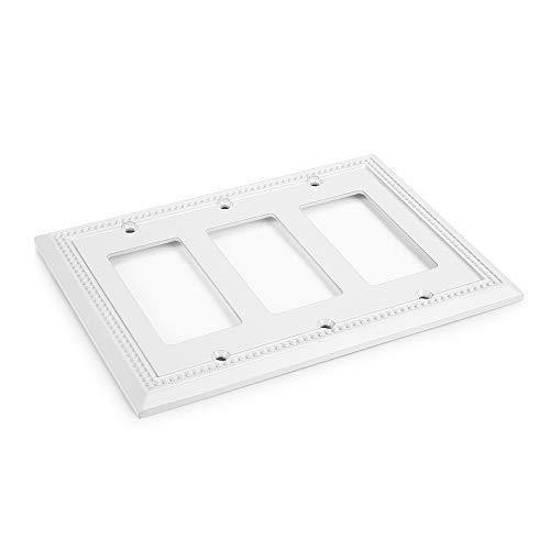 Image of Henne Bery Sunken Pearls Heavy Duty Decorative Wall Plate Switch Plate Outlet Cover (Triple Decorator, White)