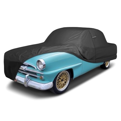 Image of iCarCover Premium Custom Car Cover for 1954-1955 Plymouth Plaza 2-Door Sedan, 4-Door Sedan Heavy Duty Waterproof All Weather Rain Snow UV Sun Protector Custom Full Exterior Protection Cover (Black)