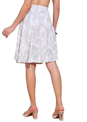 Image of FRAULEIN Women's Tie-Dye A-Line Self Design Printed Maxi /Midi Skirt | High Waist Flared | Soft Ribbed Texture | Casual Summer Knee Length Vacation Skirt