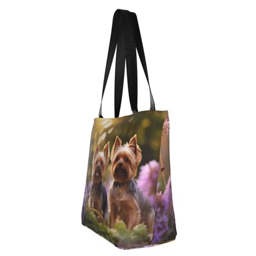 Yorkie Floral2 Print Comfortable Shoulder Bag Summer HandbagTravel Beach Work Daily Use Versatile Carry4