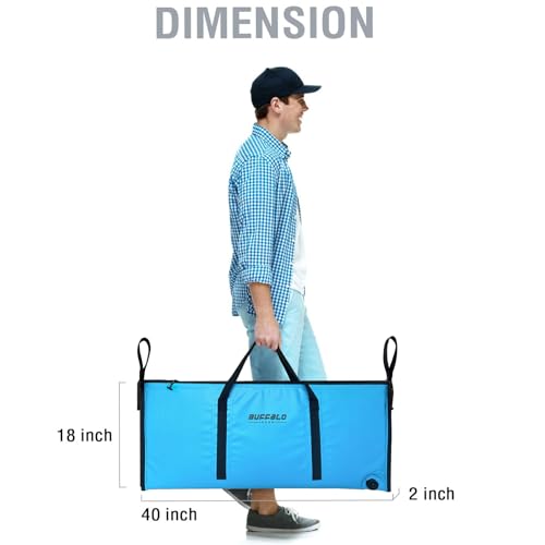 Buffalo Gear Insulate Fish Cooler Bag, Large Kill Bag, Monster Fish Bags,Takes Up Less Space,Easy to Clean, Perfect Leakproof Sea and Lake Fishing (40x18 Inch, Blue)