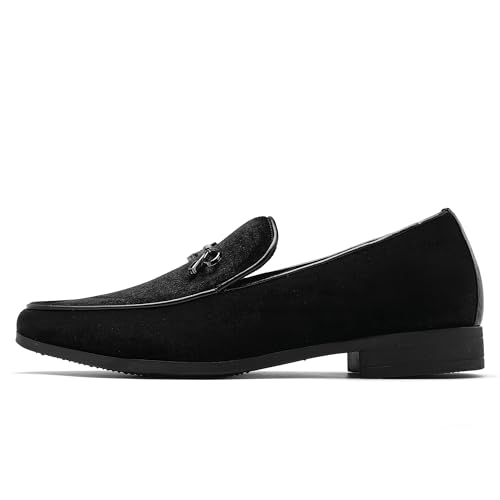 Image of UUBARIS Mens Velvet Loafers Slip-on Dress Shoes Fashion Style Driving Shoes Classic Tuxedo Shoes Casual Oxford Shoes