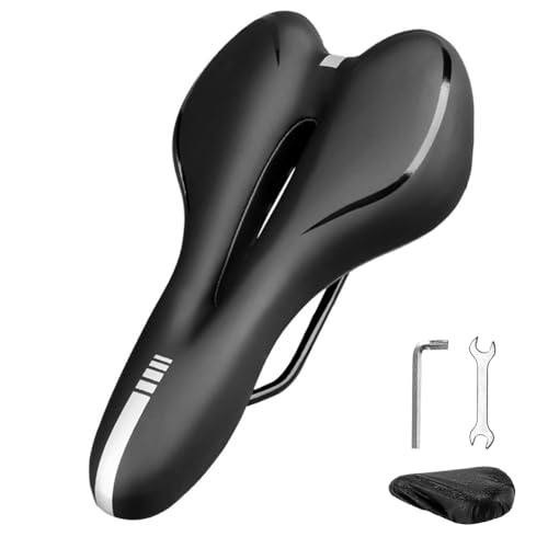 Sillín de bicicleta para hombre y mujer, sillín de gel cómodo, suave, ergonómico, resistente al agua, para MTB de carretera, bicicleta estática, bicicleta eléctrica, sillín de bicicleta