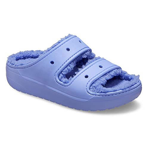 Image of Crocs Unisex-Adult Classic Cozzzy Sandals, Fuzzy Slippers and Slides, Moon Jelly, 4 Men /6 Women