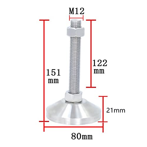 Patas de soporte industriales M12 de acero inoxidable D80 x 122 resistentes 7