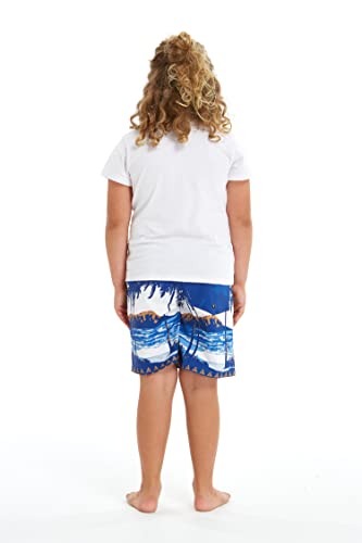 Father Son Matching Spandex Hawaiian Beach Board Shorts with Elastic Tie and Pocket in Diamond Head Navy2