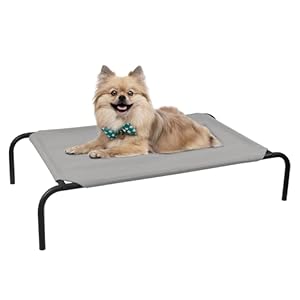 PHYEX Raised Pet Cot for Small Pets, Elevated Dog Bed with Breathable Mesh, Sturdy Steel Frame for Indoor & Outdoor Use, Non-Slip Design, Easy Clean, 33-Inch Grey