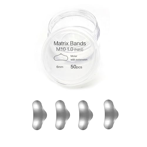 50Pcs Dental Matrix Bands M10 Hard Sectional Contoured Matrix System Metal Matrices Formed Sheet Dental Material (Molar extension-6mm)
