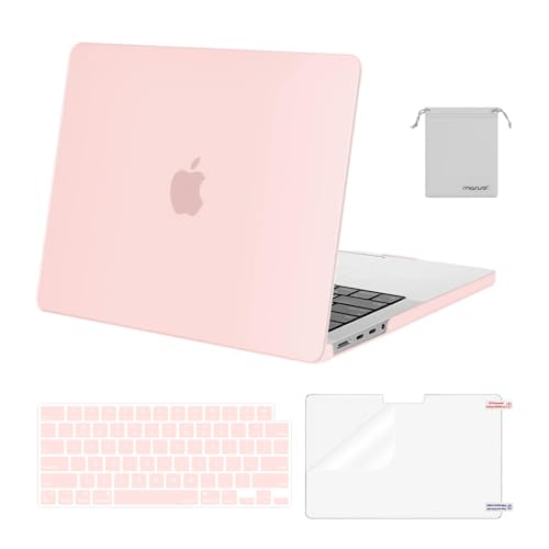 Image of MOSISO Compatible with MacBook Pro 14 inch Case 2025 2024 2023 2022 2021 M5 M4 M3 M2 M1 A3434 A3112 A3185 A3401 A2918 A2992 A2779 A2442, Hard Shell&Keyboard Cover&Screen Film&Pouch,Chalk Pink
