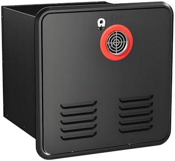 12V DC Tankless Propane Water Heater for RV, 55K BTU On-Demand Hot Water, Remote Control, Fits 15x15 Inch Door, Ideal for Camper & Van Life, Black