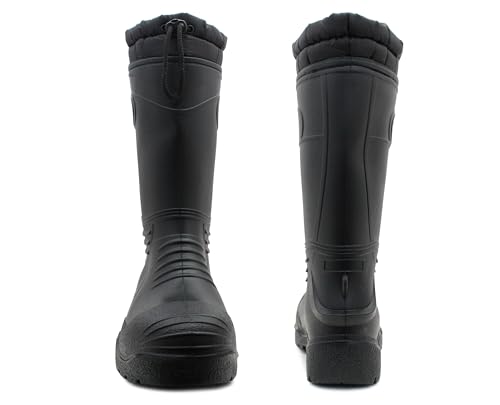 IMTY Mens Thermal Wellington Boots Warm Fur Lined Waterproof Wellies Insulated Winter Rain Boots (Black, UK Footwear Size System, Adult, Men, Numeric, Medium, 9) - Image 7