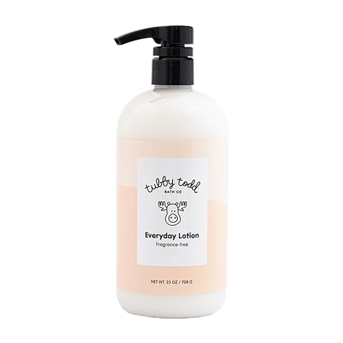 TUBBY TODD Everyday Baby Lotion - Non-Toxic Hypoallergenic Baby Moisturizer for Sensitive Skin - Made With Natural Extracts & Plant- Based Ingredients - Fragrance Free - 25 Fl Oz