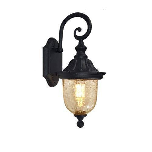Lanterne de mur anti-pluie et antirouille, luminaire rétro en aluminium avec diffuseur en verre