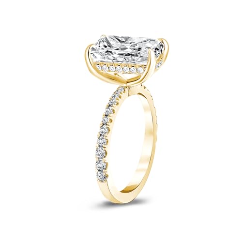 4.0ct Radiant Cut Engagement Ring for Women,14K Yellow Gold Plated 925 Sterling Silver Simulated Diamond Promise Ring for Wedding,Travel,Daily Wear2