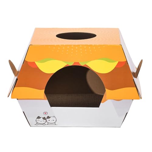 Ipetboom Hamburger Cat Nest Dog Tent Cat Houses for Indoor Cats Puppy Bed Cat Beds Cat Scratcher Cat Houses for Outdoor Cats Cat Cave Cardboard Cat Note Multifunction Corrugated Paper