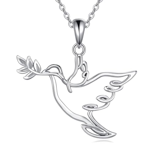 ONEFINITY Cadena de paloma de plata de ley 925, colgante de paloma de la paz, colgante de paloma, joya de pájaro, regalo para mujer