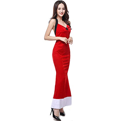 Robe maxi backless sexy rouge pour fêter Noël en amoureux tenue glamour taille unique