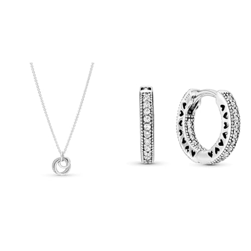 Pandora Moments Familie Für Immer Verschlungener Anhänger Halskette & Creolen Unendliche Herzen Kreolen Silber Zirkonia 296317CZ