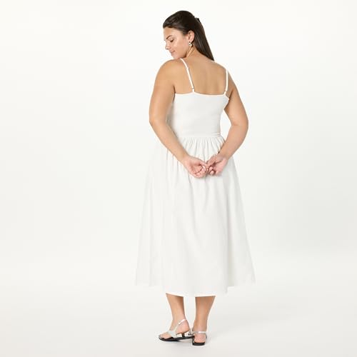 Image of The Drop Womens Robyn Mixed Media Spaghetti Strap Midi Dress