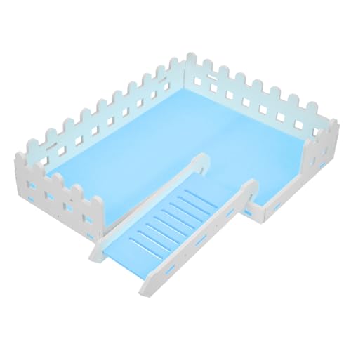 ノーブランド品 ハムスタープラットフォーム ハムスターの寝具 ペット ゴミ 犬ケージ ねずみ hamster toys hamster cage ハムスターボード シーン風景装飾 塩ビ Blue