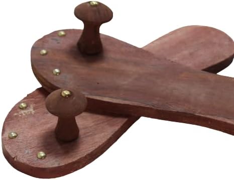 GenericDharmsaar Wooden khadau for Men and Women, Best Wood Design Khadau Chappal to Wear, Unisex Premium Pooja Wooden Charan Paduka Slippers Free Size, Puja Mandir Item