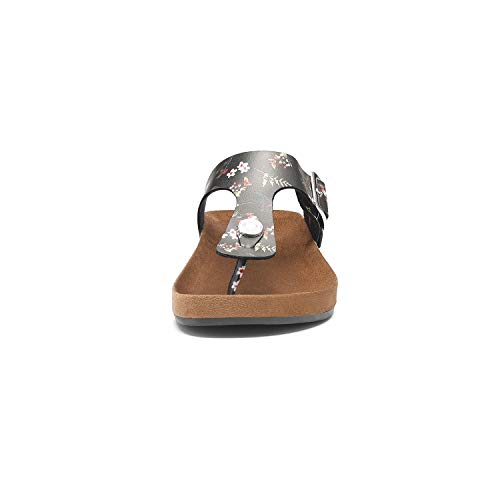 Women's T-Strap Thong Sandals Buckle Slip On Flip-Flops Beach Casual Platform Footbed Slippers (10, Multicolor)