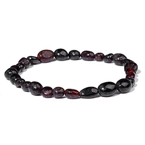 Bracelet en perles de grenat véritable et quartz naturel, un bijou de prestige de 19 cm
