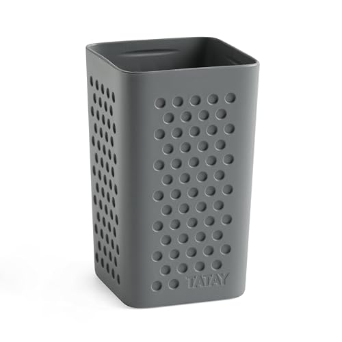 TATAY Vaso para el Cepillo de Dientes y Pasta de Dientes Bohol, de Polipropileno, Libre de BPA, Plástico 100% Reciclado, Gris Antracita. Medidas: 6,5 x 6,5 x 11 cm