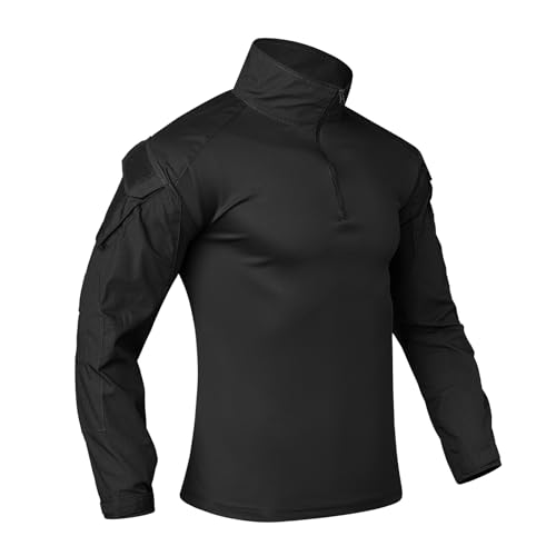 Lista de Ropa de Fútbol para Hombre los 5 mejores. 45 CUBIC PLANET Camiseta Deportiva Al Aire Libre De Manga Larga De Camuflaje, Playera Deportiva Táctica para Senderismo, Ajuste Ajustado (MX/US, Alfa, Chico, Regular, Regular, Negro)