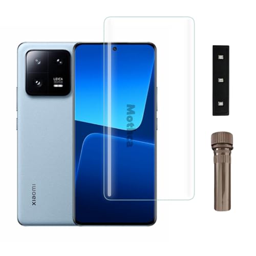 Image of Mothca Premium UV Tempered Glass Screen Protector For Xiaomi 13 Pro (Pack of 1) Full Adhesive UV Curved Screen Guard, Case Friendly with Installation Kit