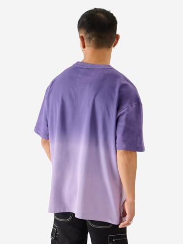 Image of The Souled Store Mr. Soul Men and Boys Short Sleeve Round Neck Purple Graphic Printed Cotton Oversized T-Shirts