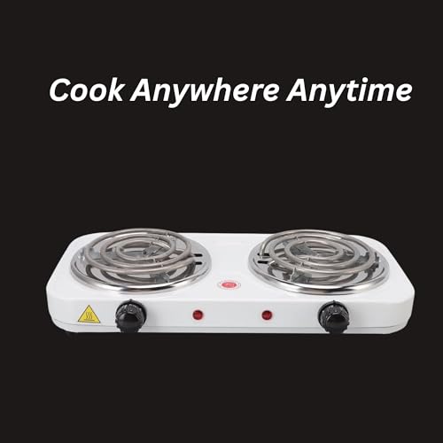 Image of Drumstone (𝐄𝐱𝐥𝐮𝐬𝐢𝐯𝐞 𝟐𝟎 𝐘𝐞𝐚𝐫𝐬 𝐰𝐚𝐫𝐫𝐚𝐧𝐭𝐲) Portable Electric Double Burner Hot Plate 2000W, Dual Cooking Stove with Adjustable Temperature Control, Compact Cooktop
