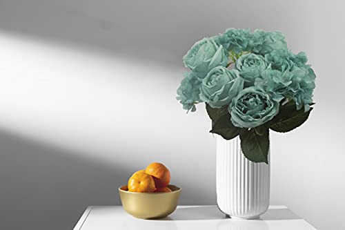 Season’s Need Decor Faux Peonies Hydrangeas Silk Flowers For Wedding Home Centerpiece Decoration, Pack Of 1 Mixed Hydrangea And Peony Artificial Vintage Flower Arrangement (Turquoise) #TOP7